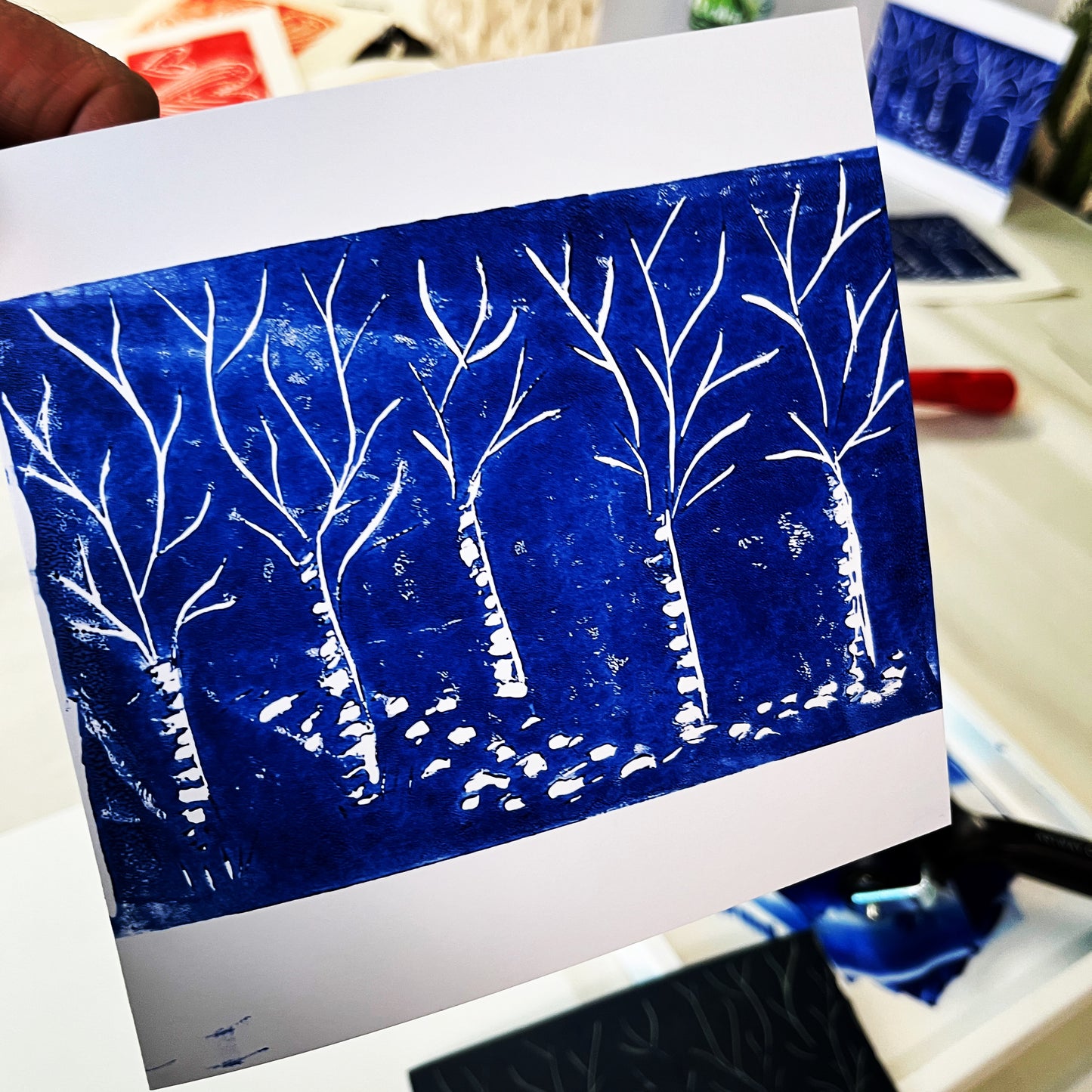 Christmas theme linocut & print kit