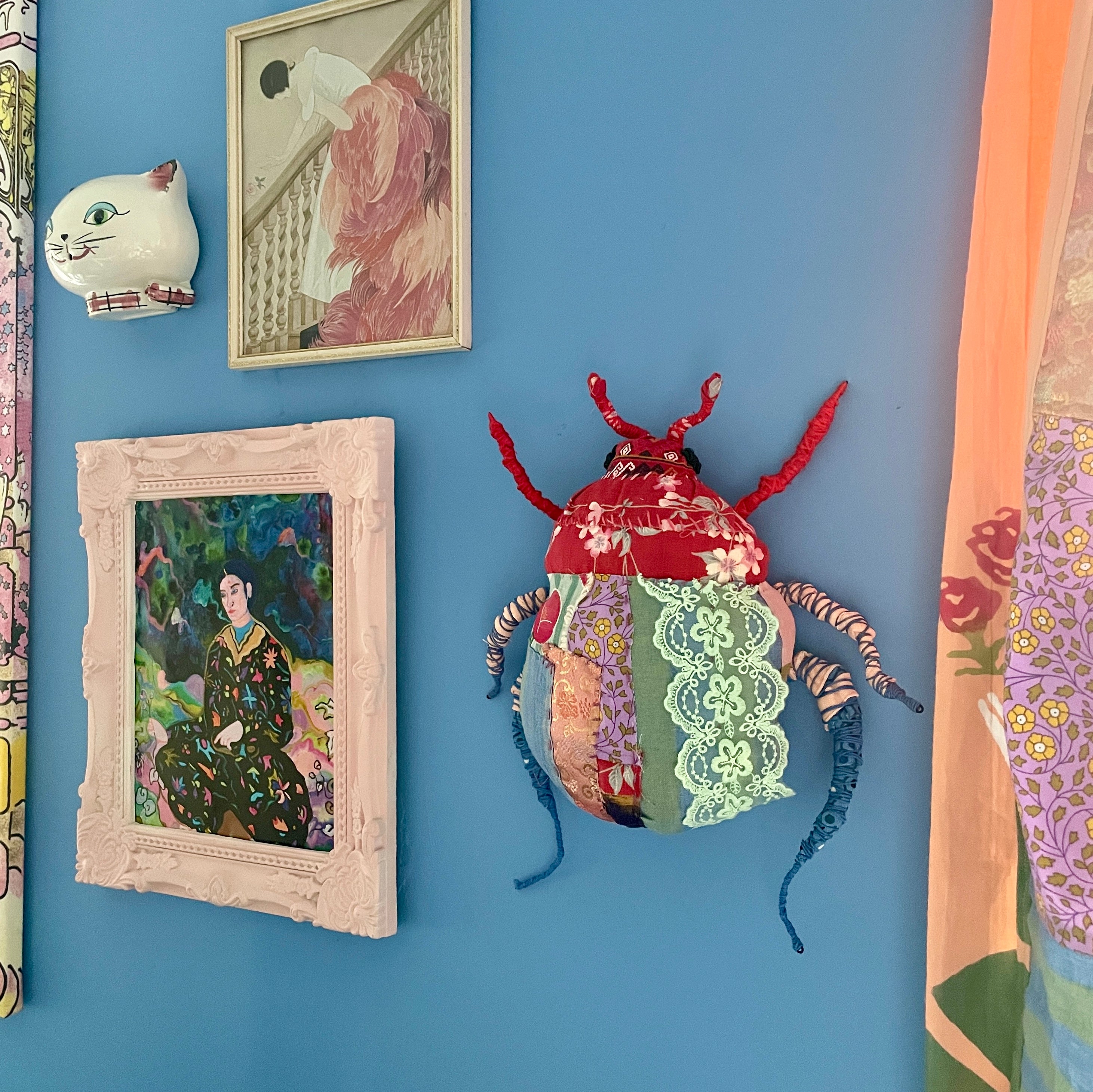 Workshop upcycle scrappy beetle bug wall hanging