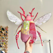 Workshop upcycle scrappy beetle bug wall hanging