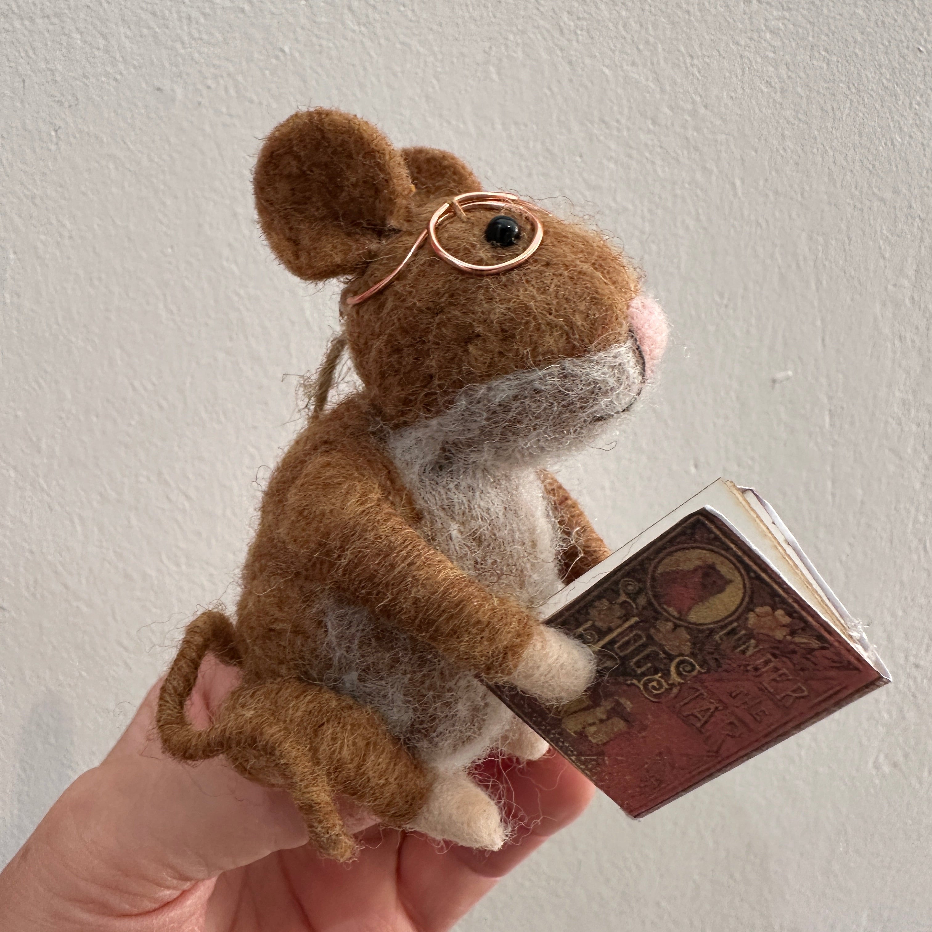hanging mouse with book & glasses