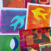 Collection of colorful abstract art prints on a white background