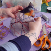 Workshop upcycle scrappy beetle bug wall hanging