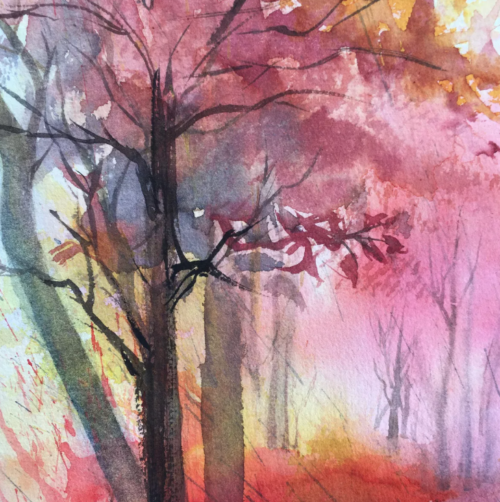 Workshop watercolour painting Autumn