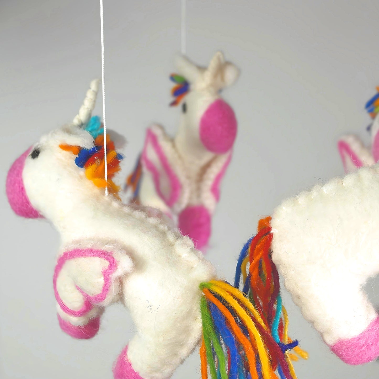 Handmade felted unicorn mobile