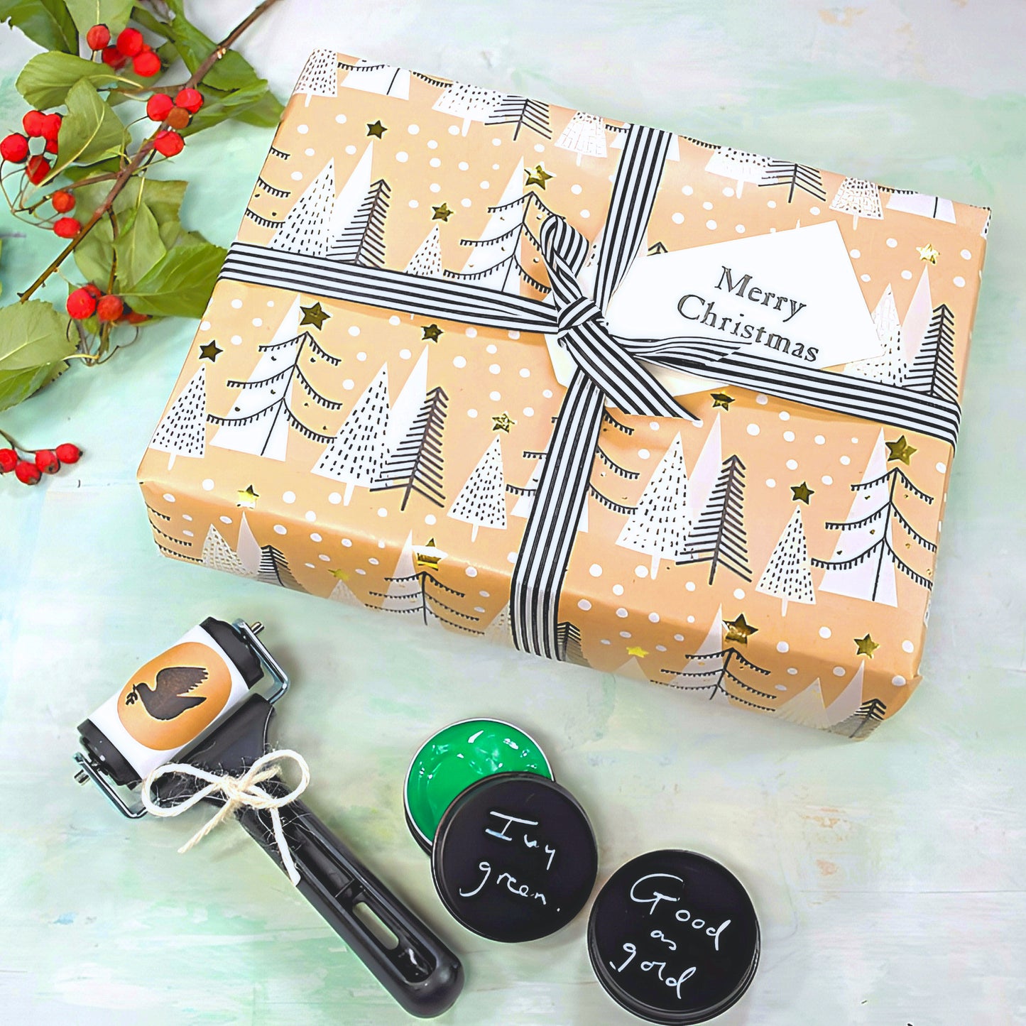Christmas theme linocut & print kit