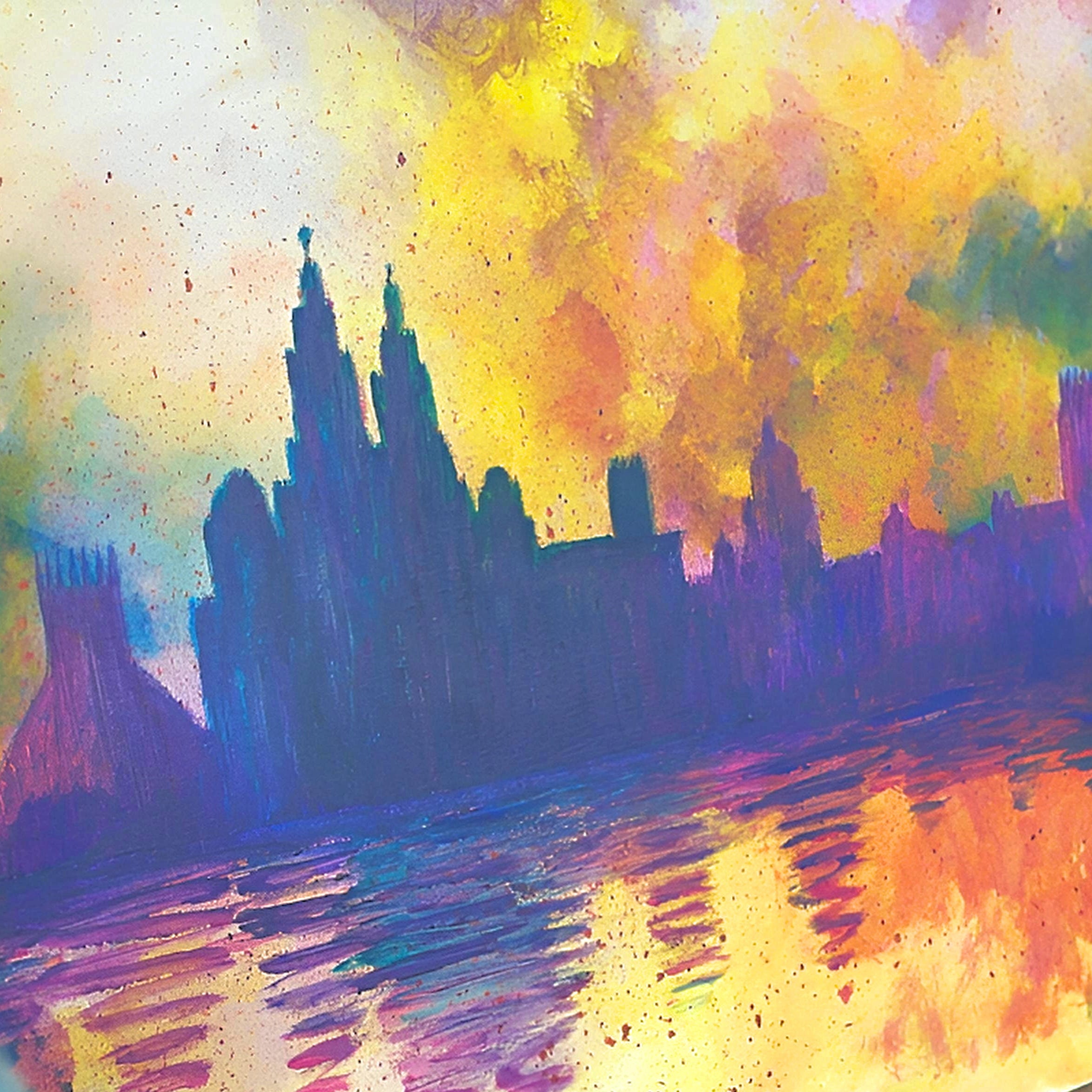 Workshop painting skyline with coffee & pastry