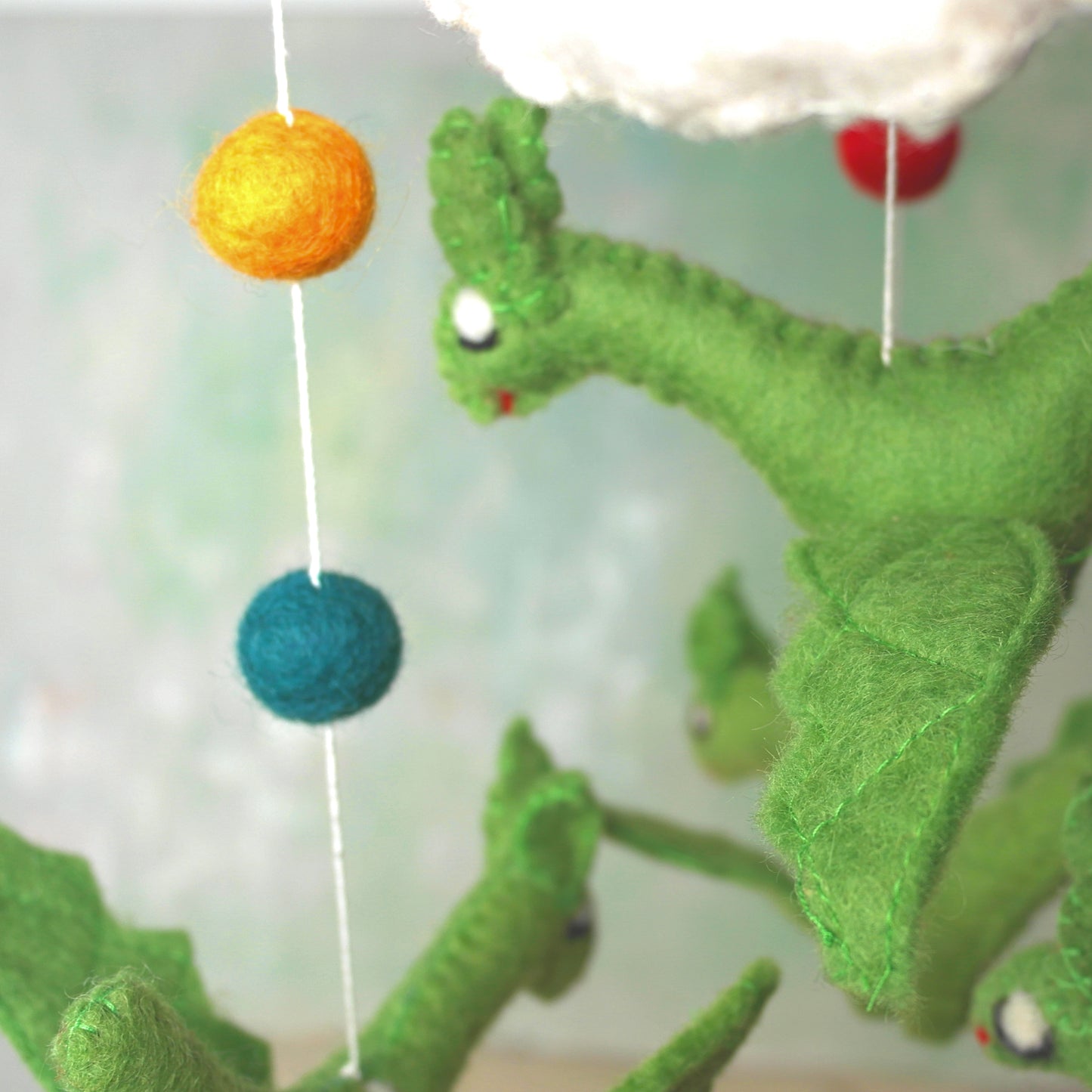 Handmade felted dragons mobile