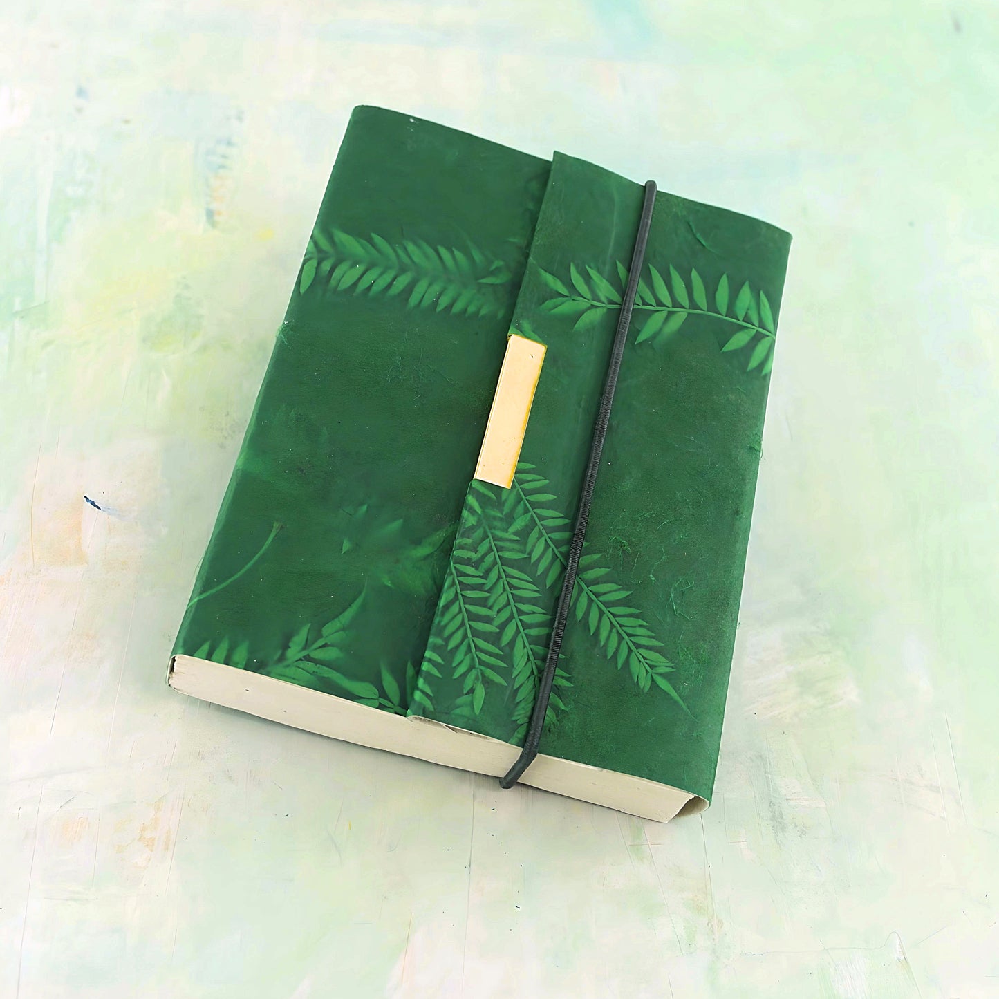 Artist handmade journal, green fern