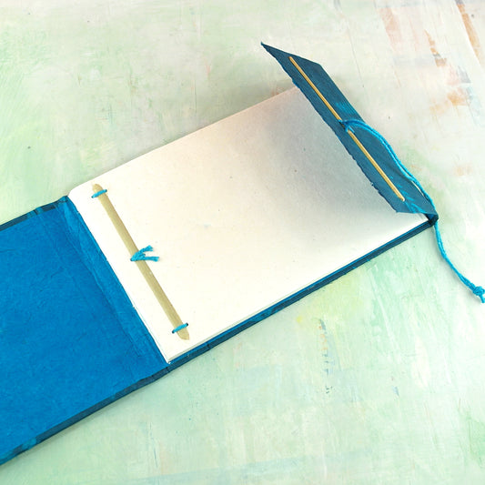 Artist handmade sketchbook, blue fern