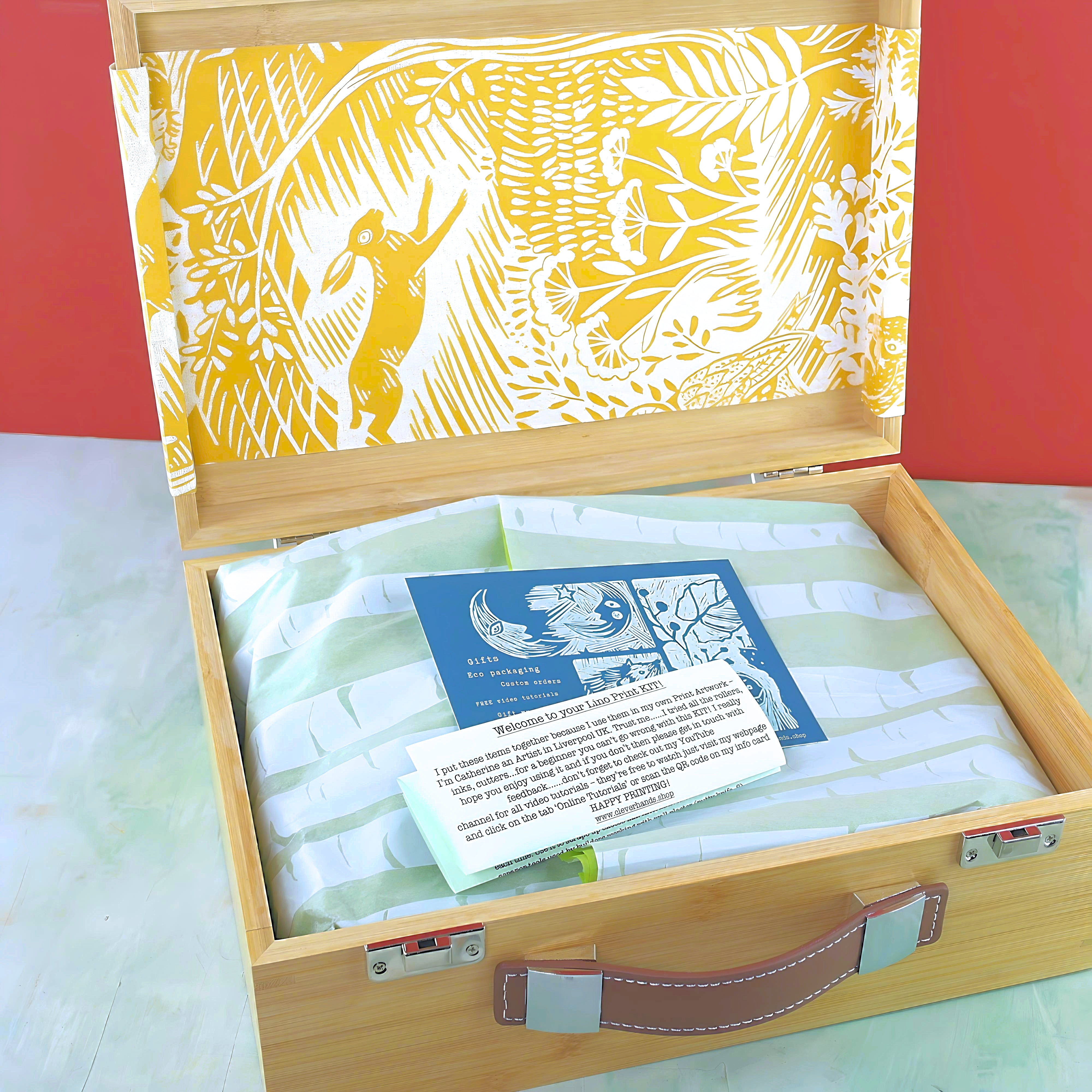 Woodland slumber linocut printmaking kit