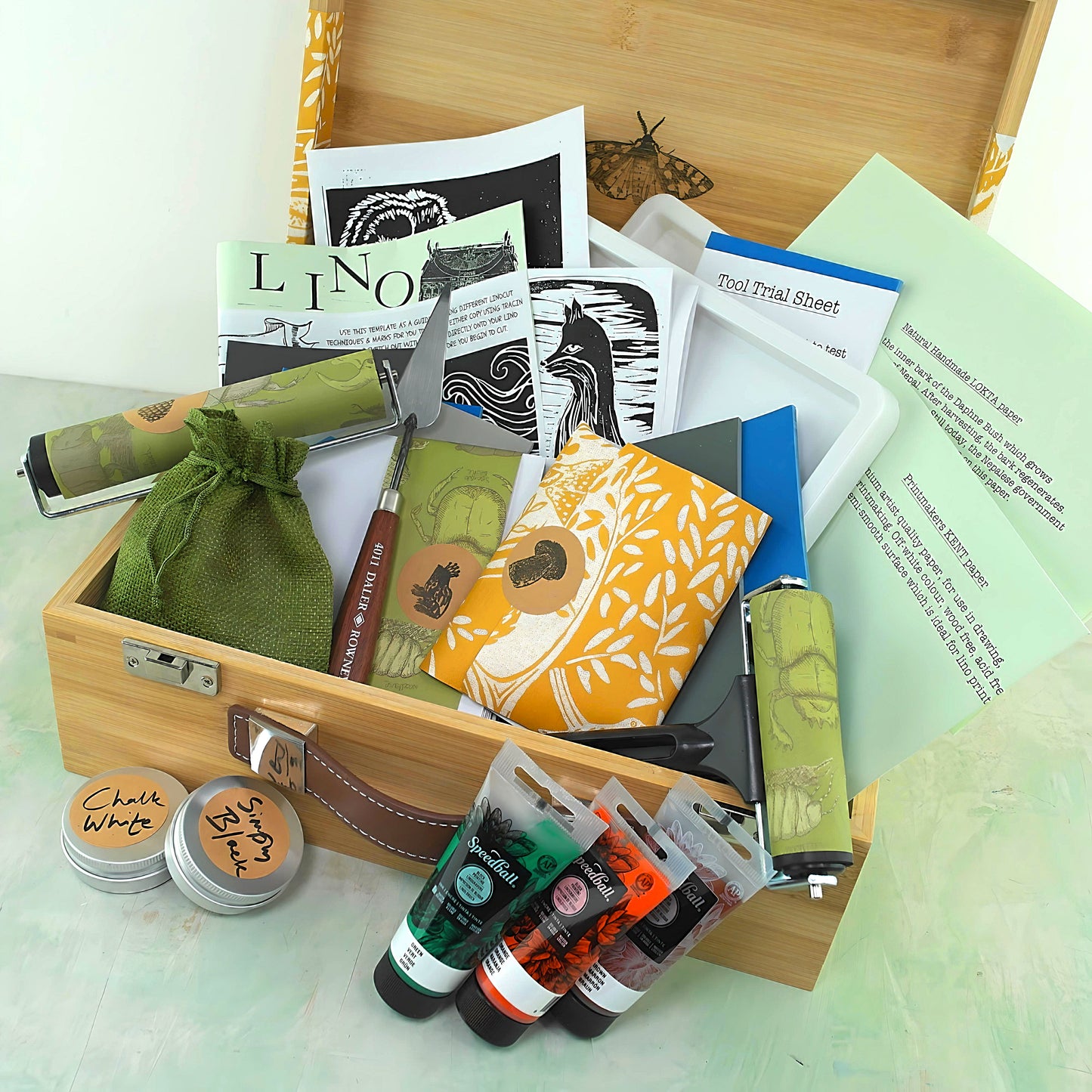 Woodland slumber linocut printmaking kit