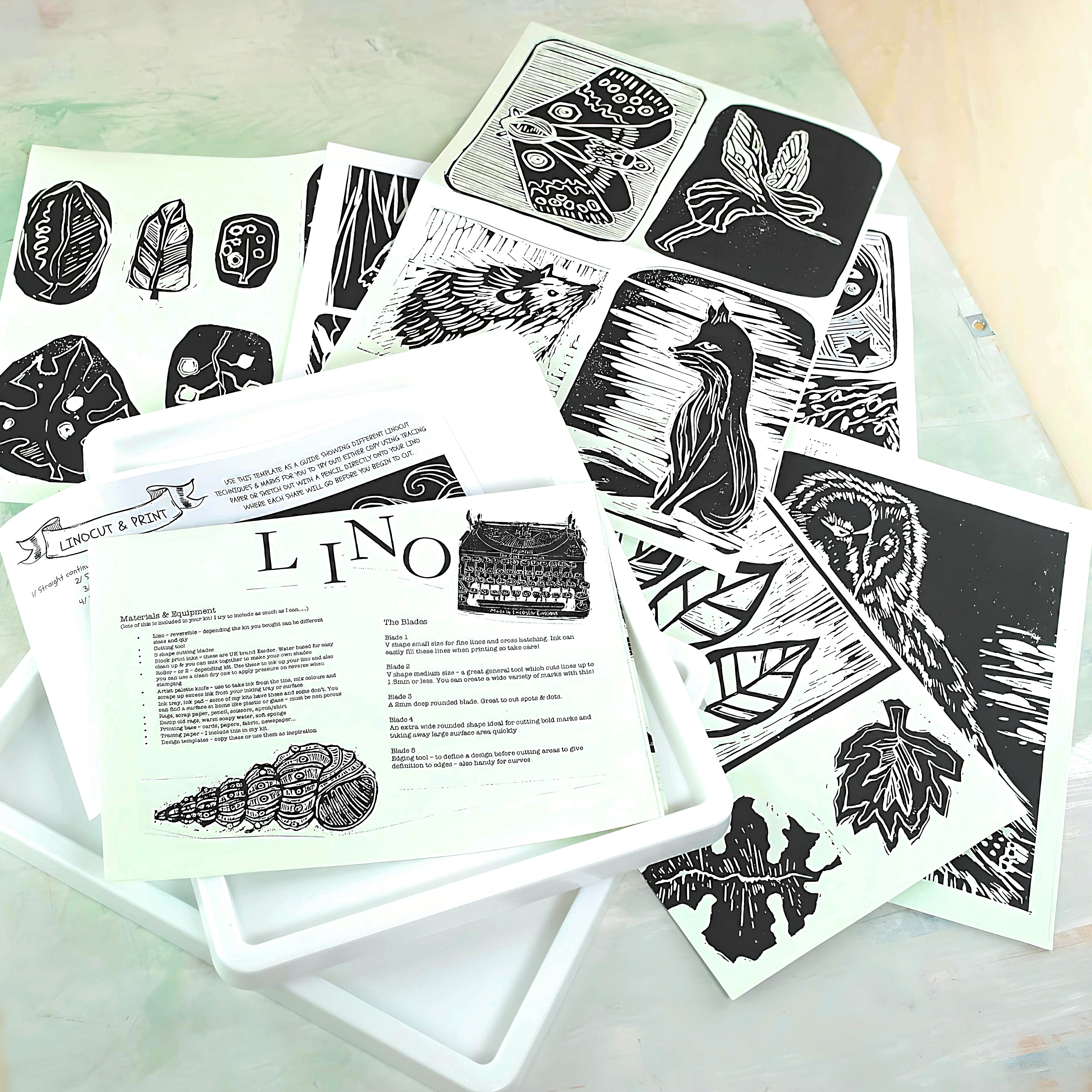 Woodland slumber linocut printmaking kit