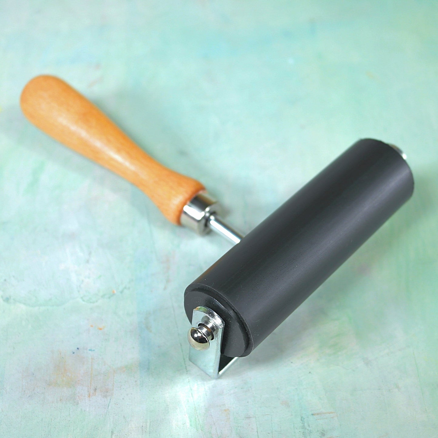 Wooden handle brayer or roller