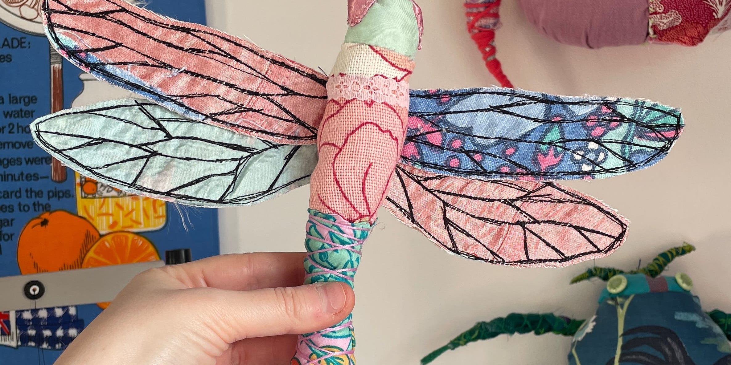 Afrayed Upcycling Upcyle fabric scraps dragonfly