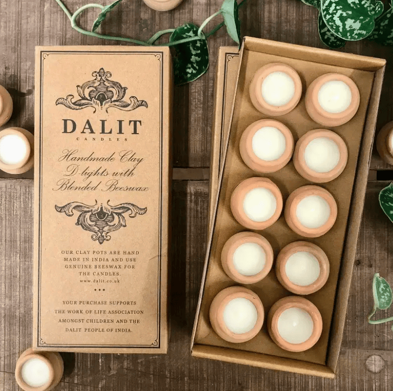 Dalit Goods Co Handmade Terracotta Beeswax Tea Light Candles - Box of 10