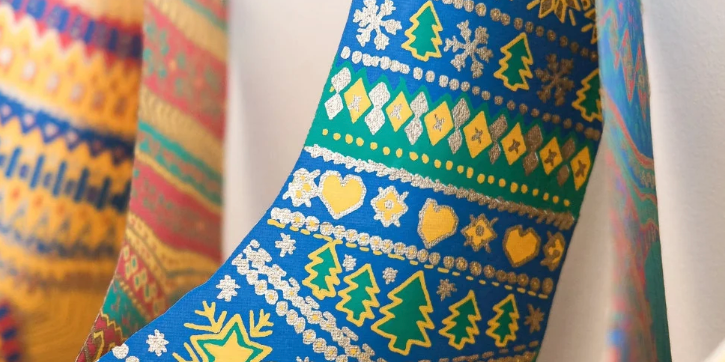 A screenshot of a Shopify website page for Clothkits, showing a product listing for a 'garland' with two photos of knitted textile items and a product information panel on the right.