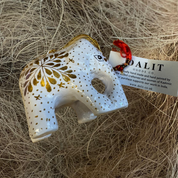 White & Gold Papier-Mâché Elephant Decoration