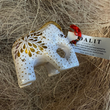 White & Gold Papier-Mâché Elephant Decoration