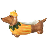 Autumn Pumpkin Sausage Dog Plant Pot