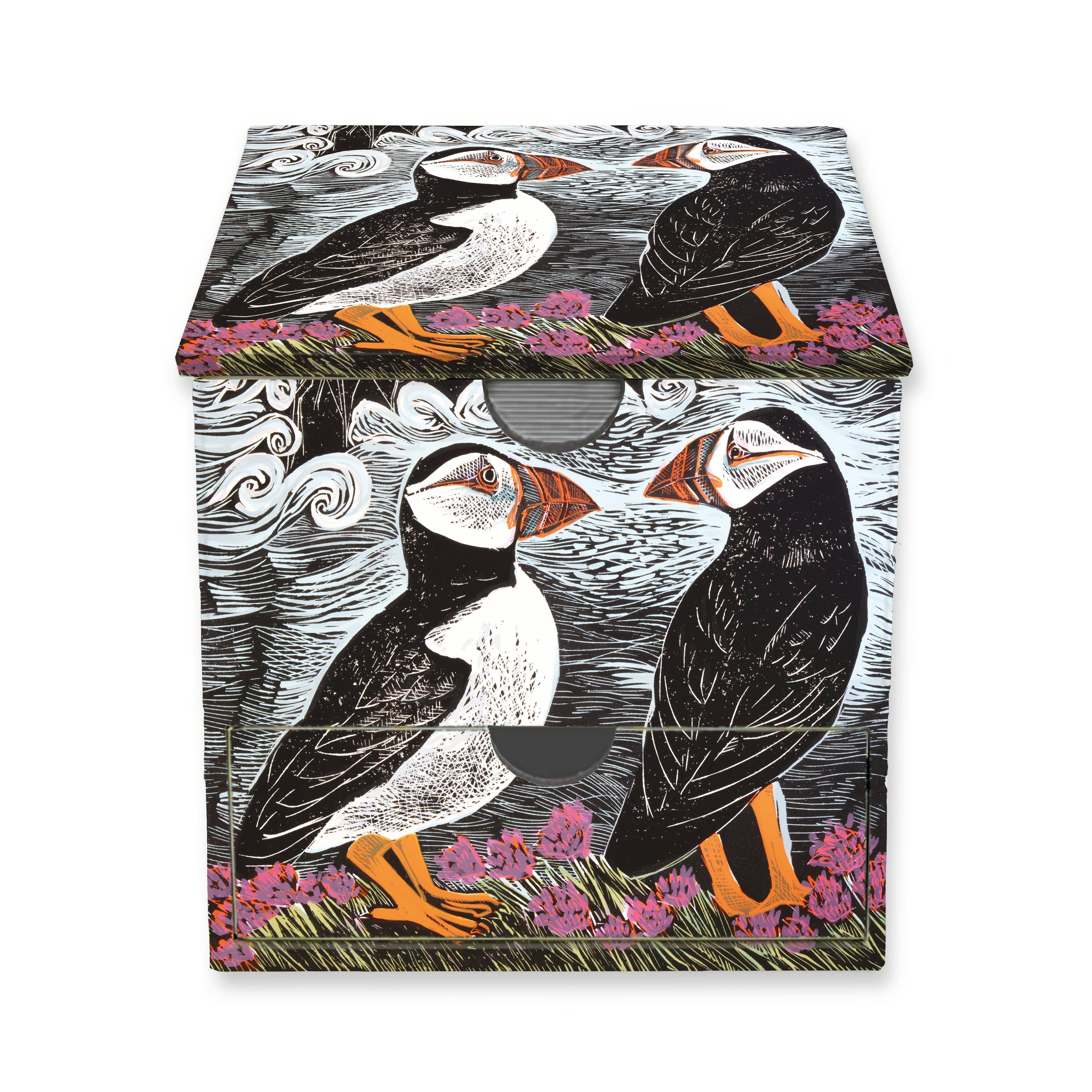 Angela Harding Fair Isle Puffins Memo Box with Drawer