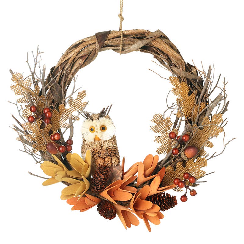 Autumn Woodland Wreath with Owl