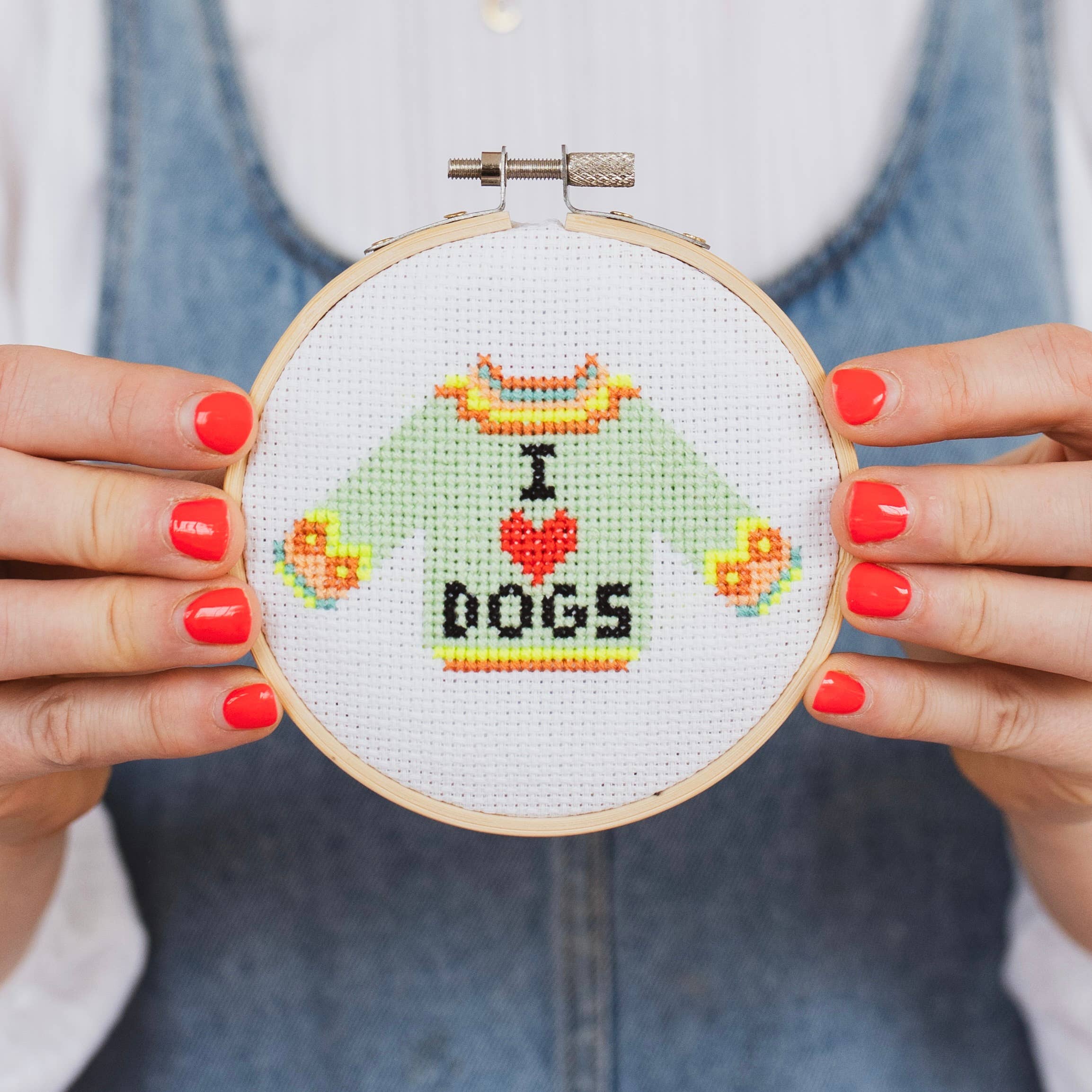 I love dogs cross stitch kit