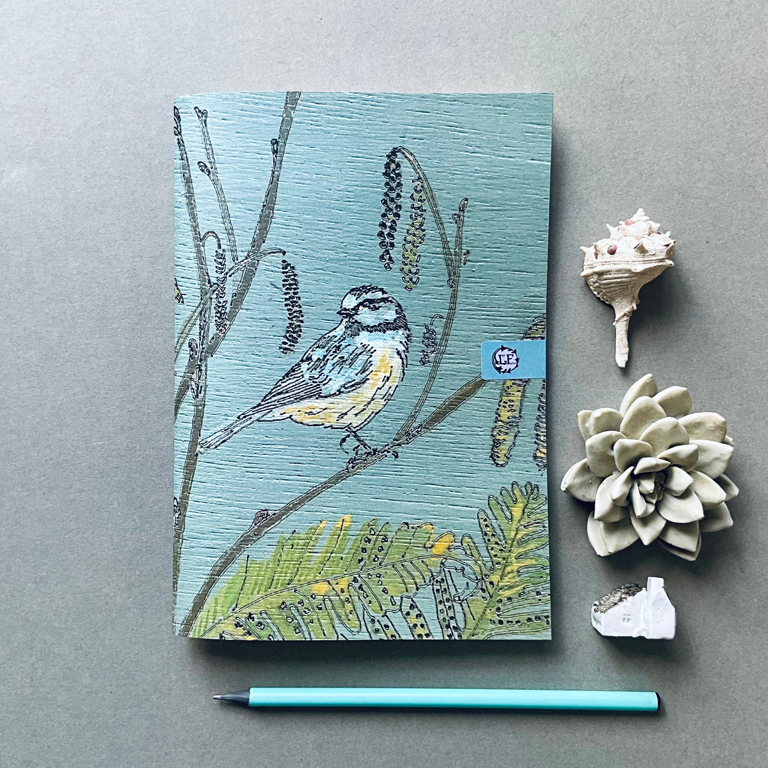 Lily Faith Blue Tit in the Catkins A5 Notebook