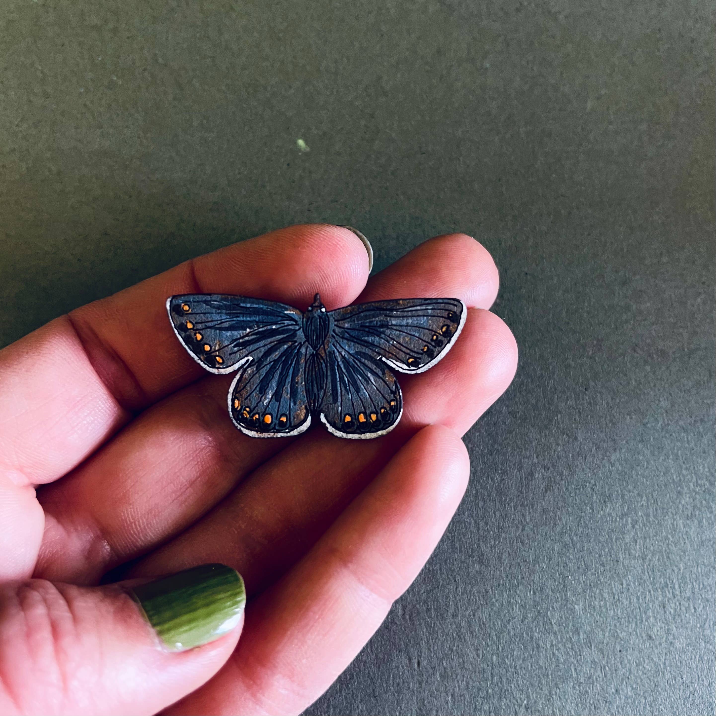 Common Blue Butterfly Mini Pin Brooch  