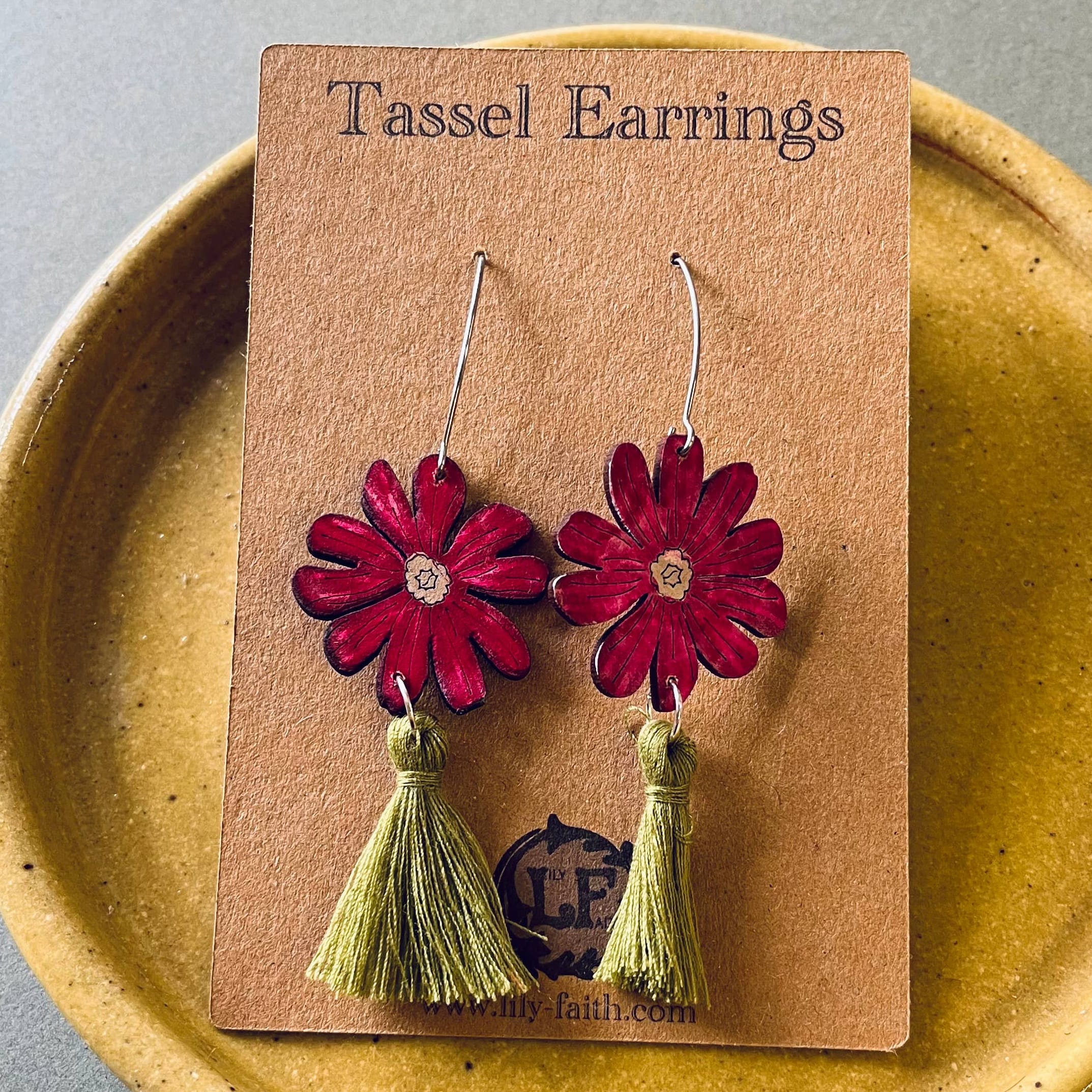 Lily Faith Red Campion Tassel Earrings