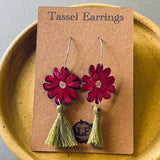 Red Campion Tassel Earrings