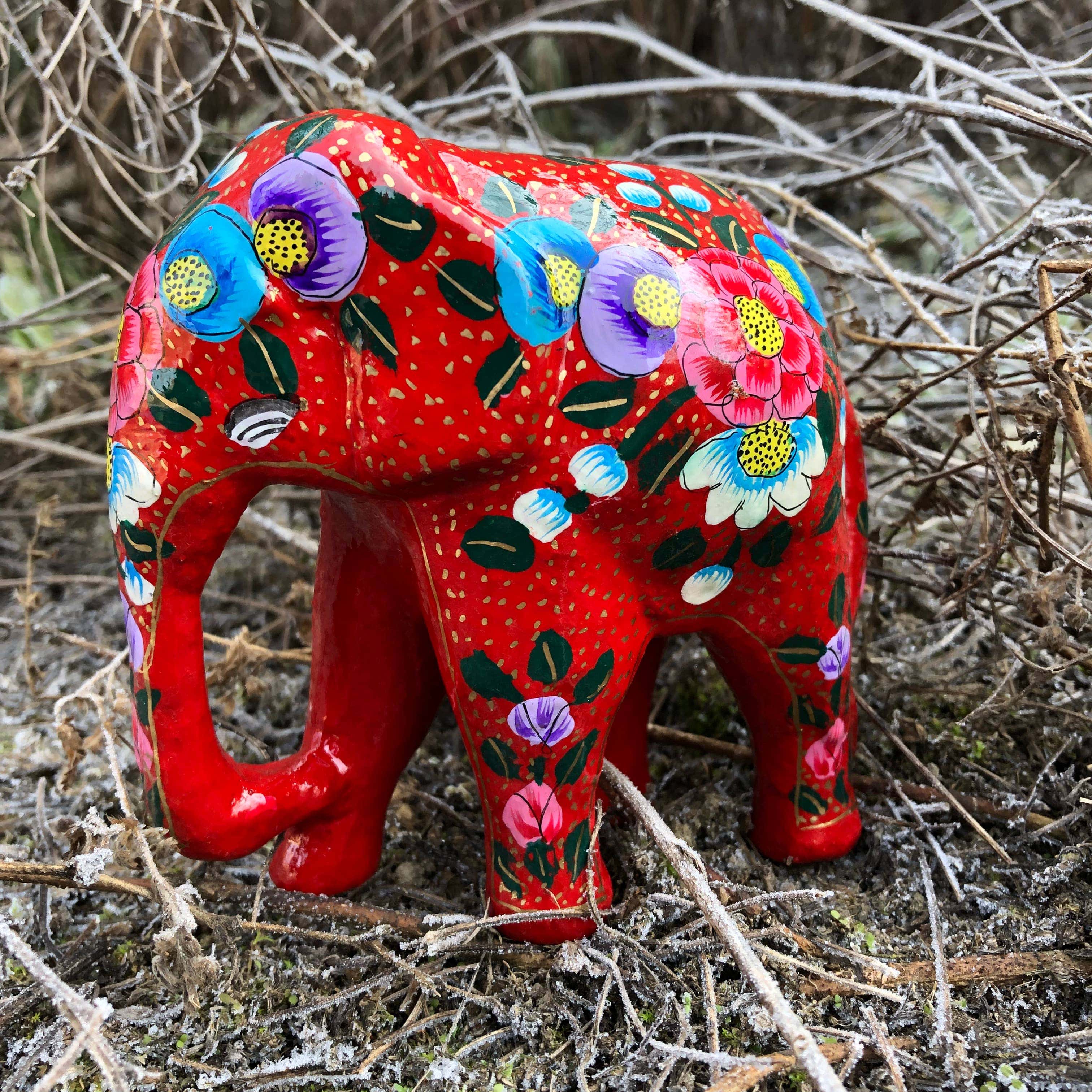 Dalit Goods Co Hand Painted Papier-Mâché Elephant Decoration