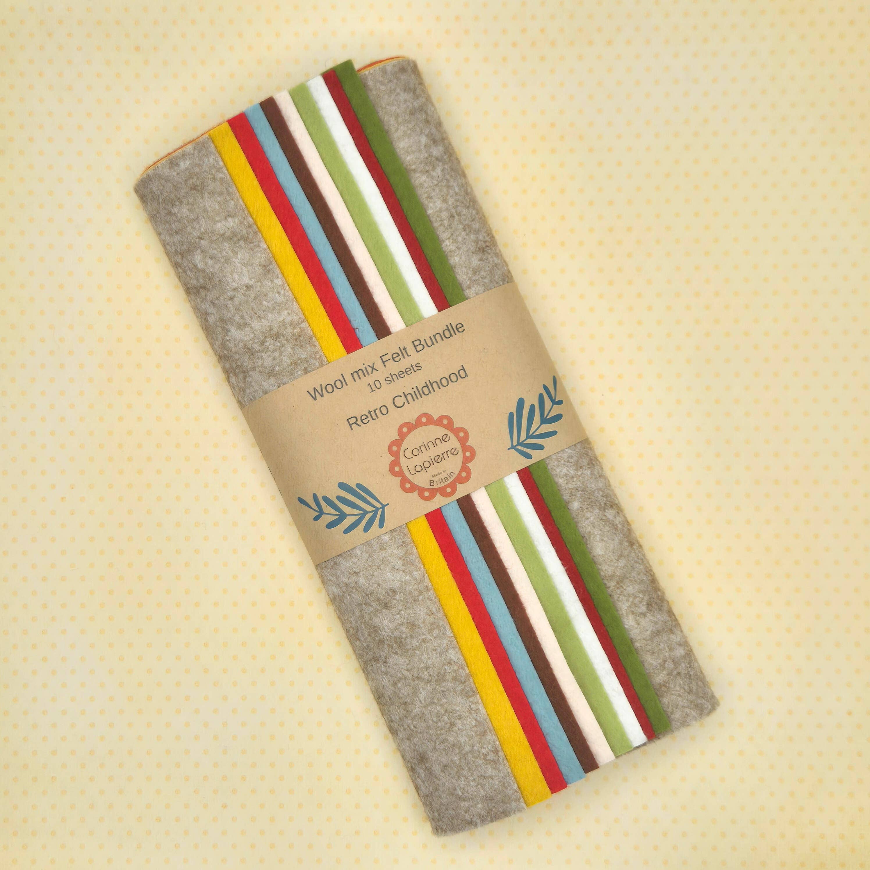 Wool Mix Felt Bundle, 10 Felt Sheets in Curated Colour Palettes