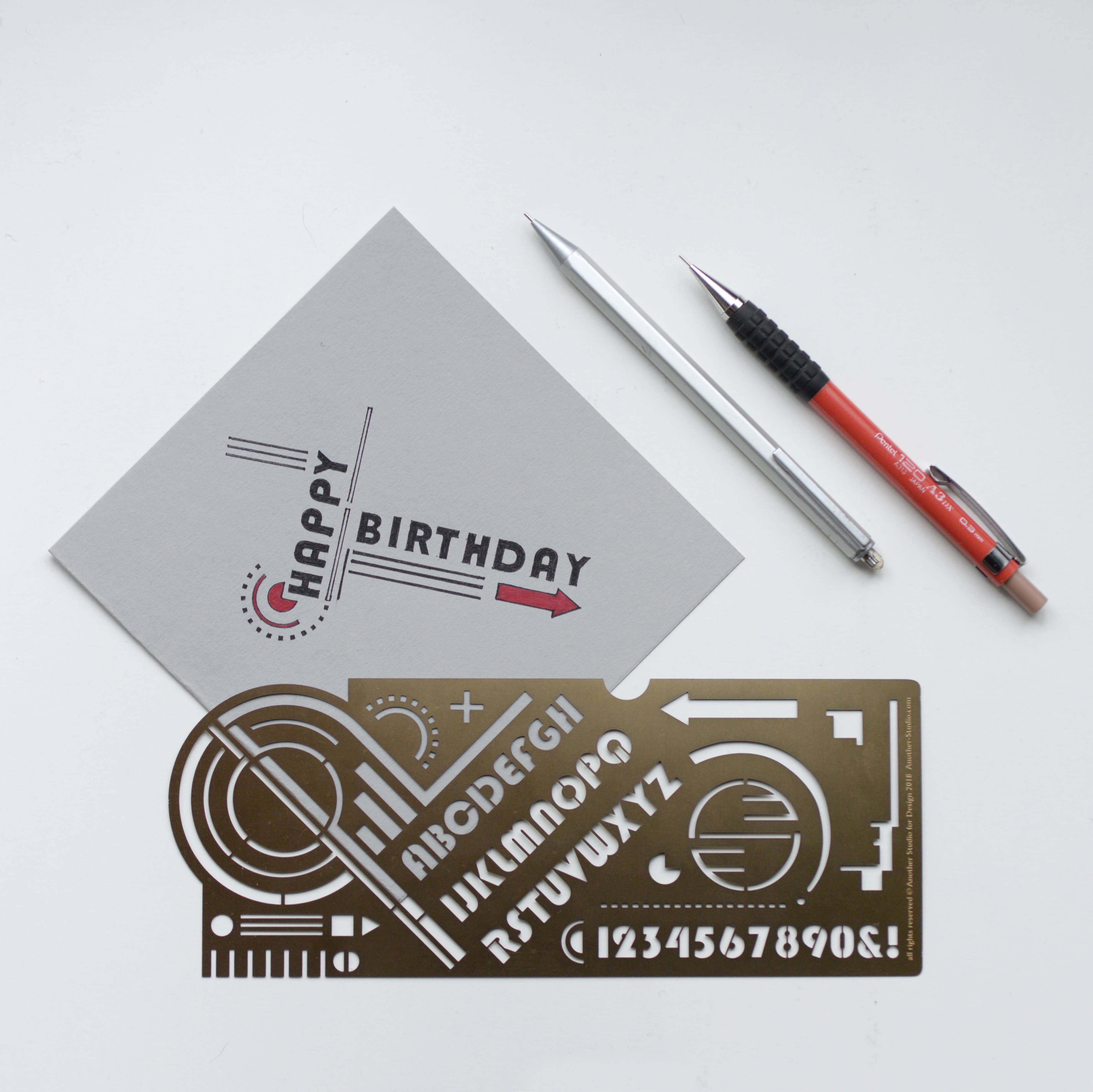 Another Studio Bauhaus Brass Drawing Stencil for Arts and Journaling