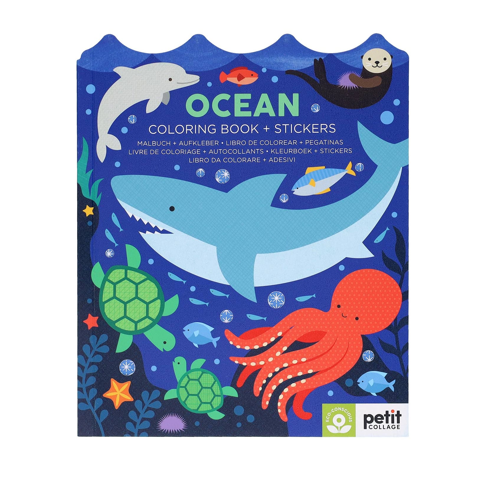 Petit Collage Ocean Colouring Book & Sticker Set, Activity Book (Age 4+)