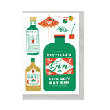 Gin Bottle Greeting Card for Gin Lover or Cocktail Fan