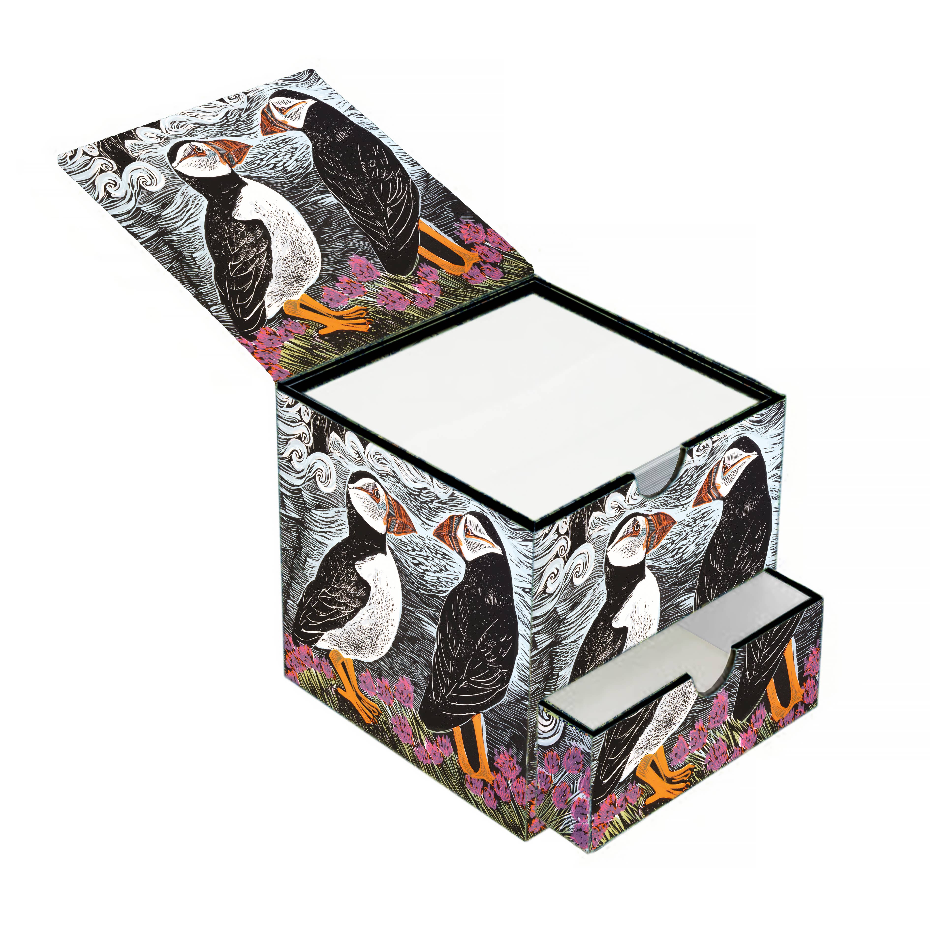 Angela Harding Fair Isle Puffins Memo Box with Drawer