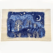 Moonlit Fox Woodland Cotton Tea Towel