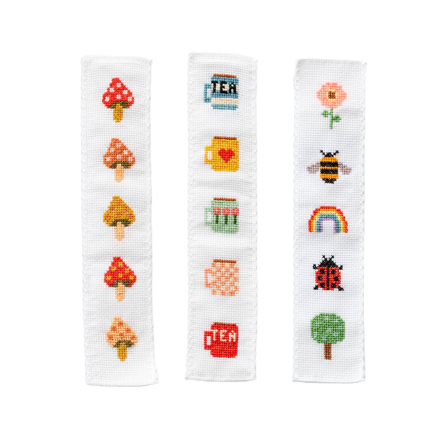Toadstool cross-stitch bookmark kit