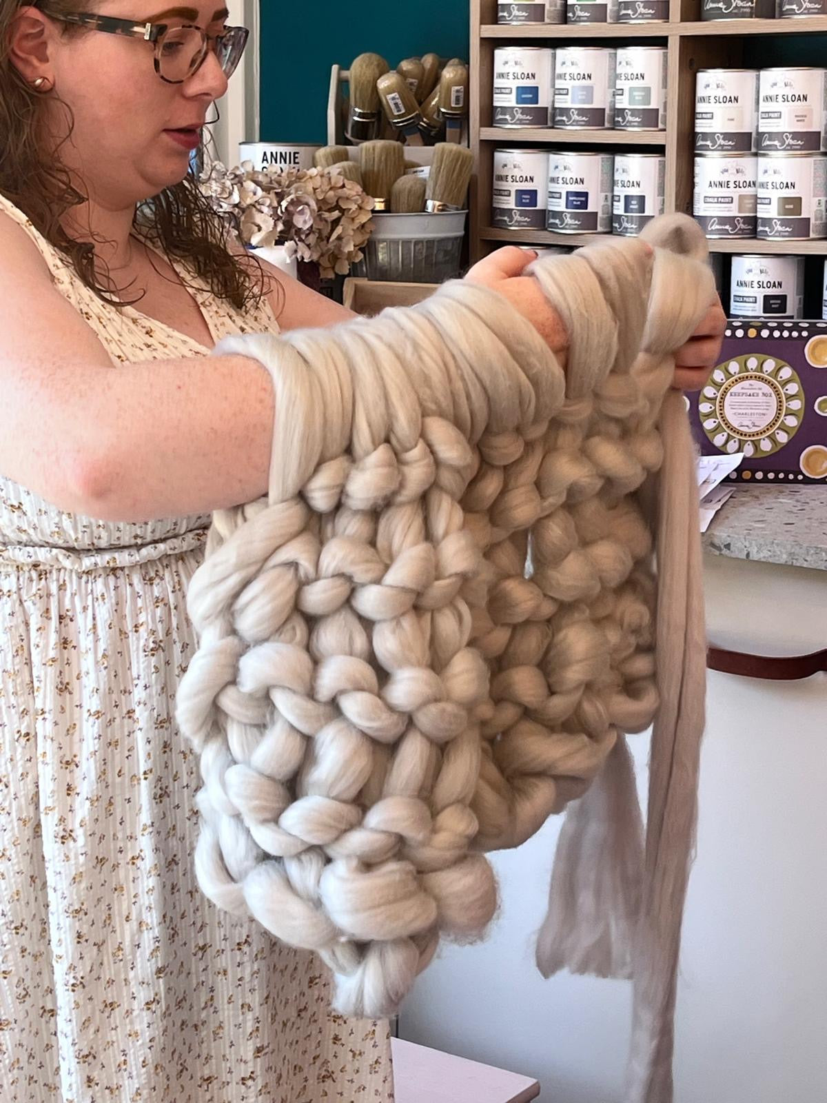 Arm knitting -  a snuggle blanket