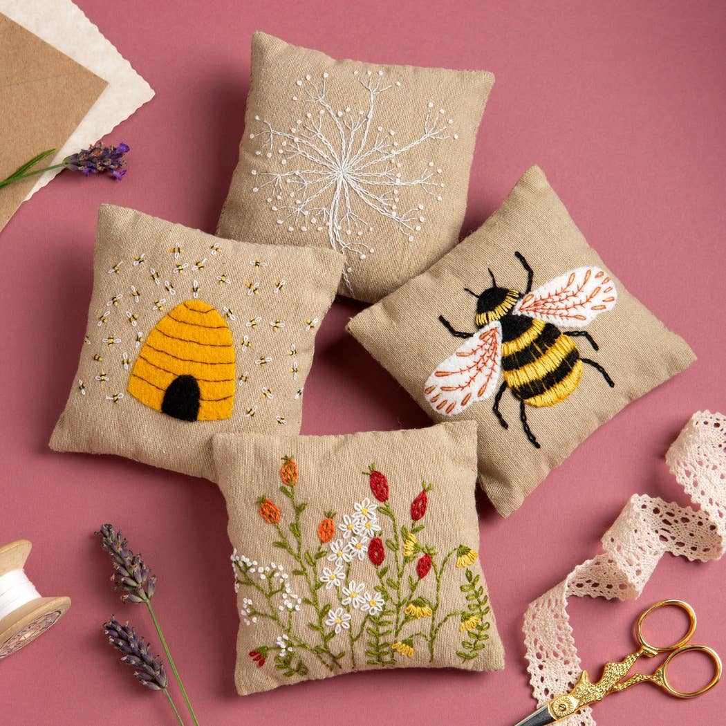 Bees & Honey Linen Stitch Lavender Bags Kit (Makes 4)