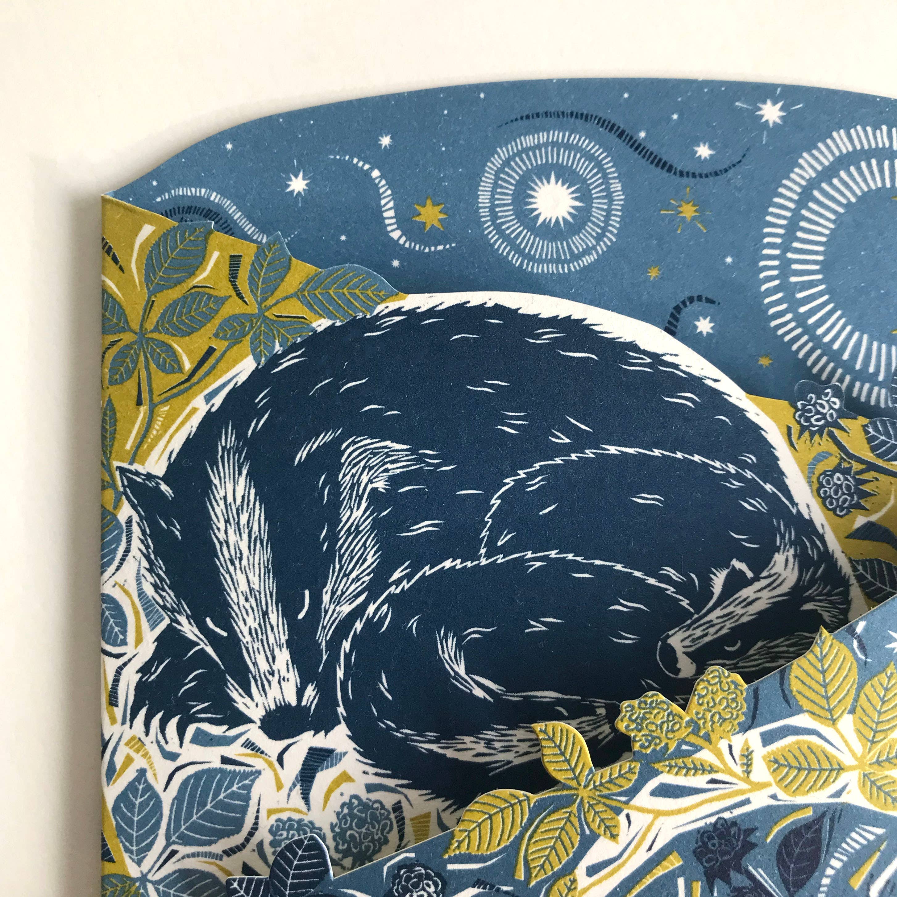 Moonlit Badgers Concertina Card