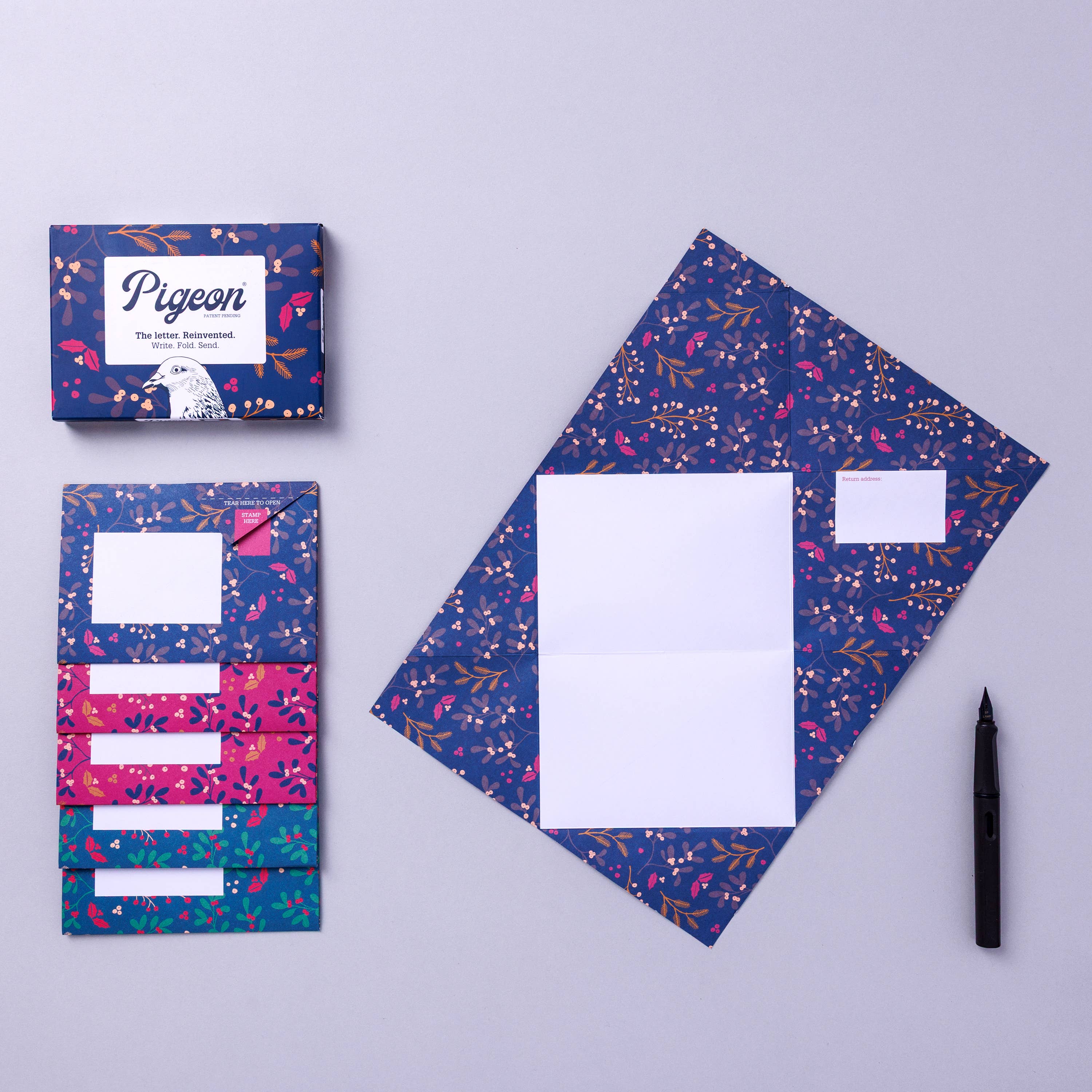 Pigeon Post Fold & Send Letter Set, Winter Berries
