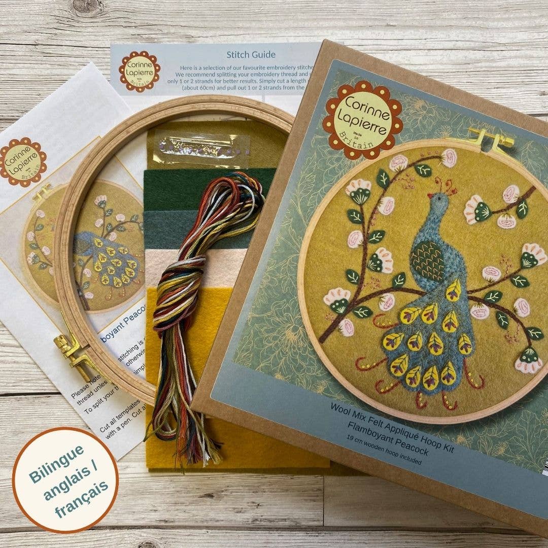 Corinne Lapierre Flamboyant Peacock Embroidery Hoop Kit