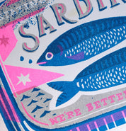 We’re Better Together Sardines Risograph Print – Pink & Blue