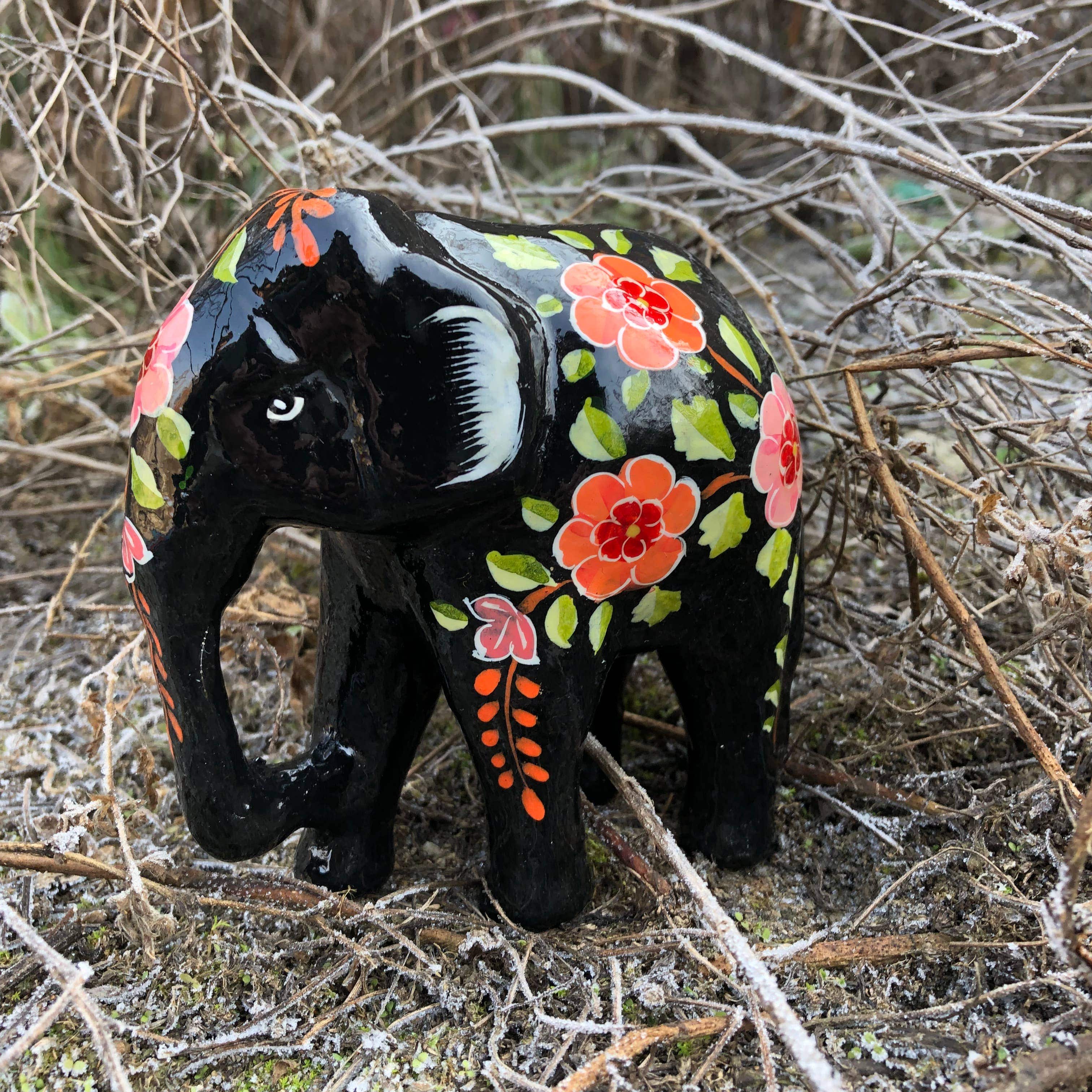 Dalit Goods Co Hand Painted Papier-Mâché Elephant Decoration