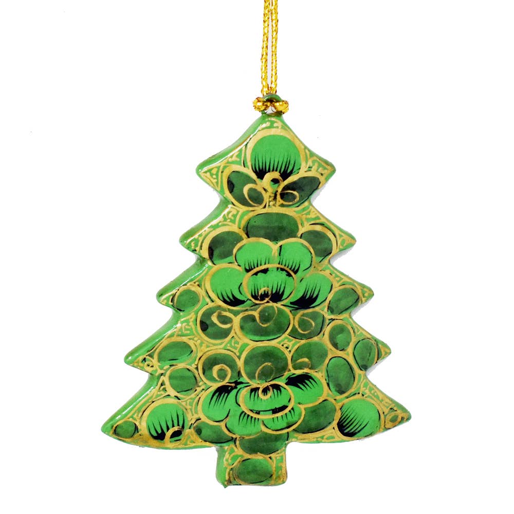 Set of 3 Hand-Painted Wooden Christmas Tree Decoration