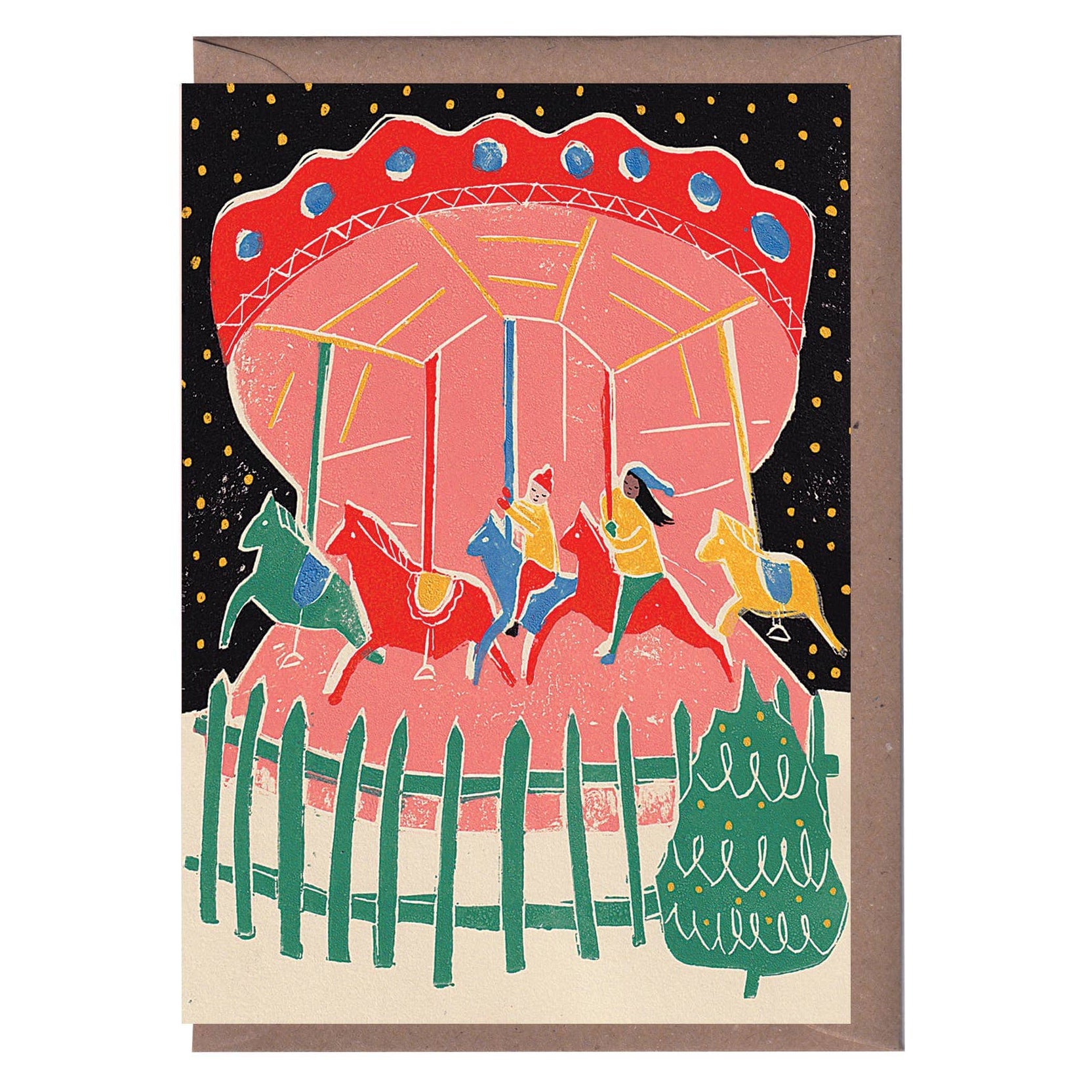 Luiza Holub Carousel Christmas Greeting Card