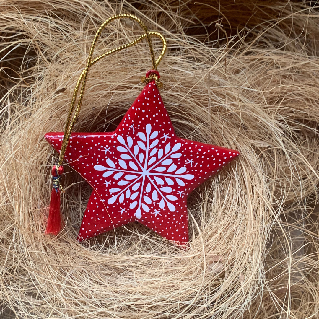 Christmas Red Snowflake - Hanging Star Decoration