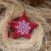 Christmas Red Snowflake - Hanging Star Decoration