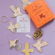 Wooden bird embroidery garland kit